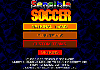 Sensible Soccer: European Champions title screen for Sega Mega Drive
